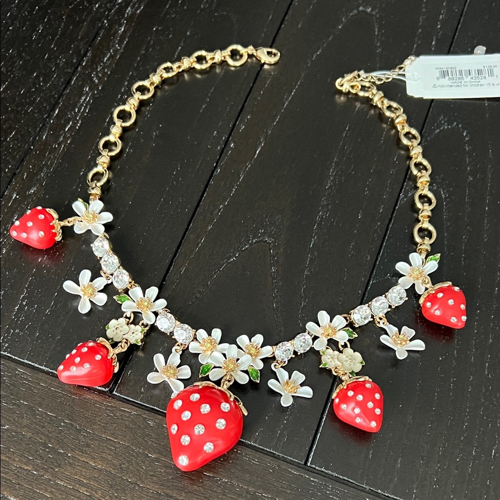 Betsey Johnson Red Strawberry and Gold Necklace